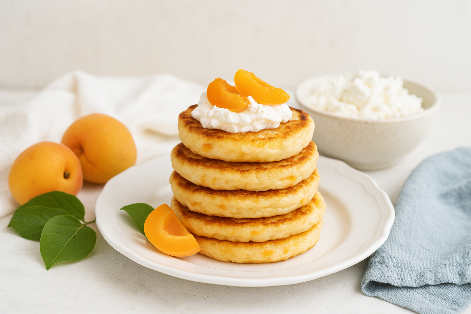 Оладьи с пюре и творожком