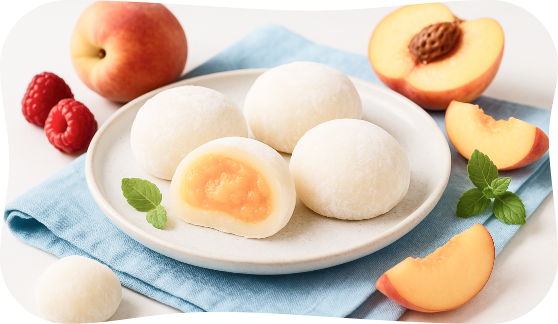 Моти с творожком и фруктами