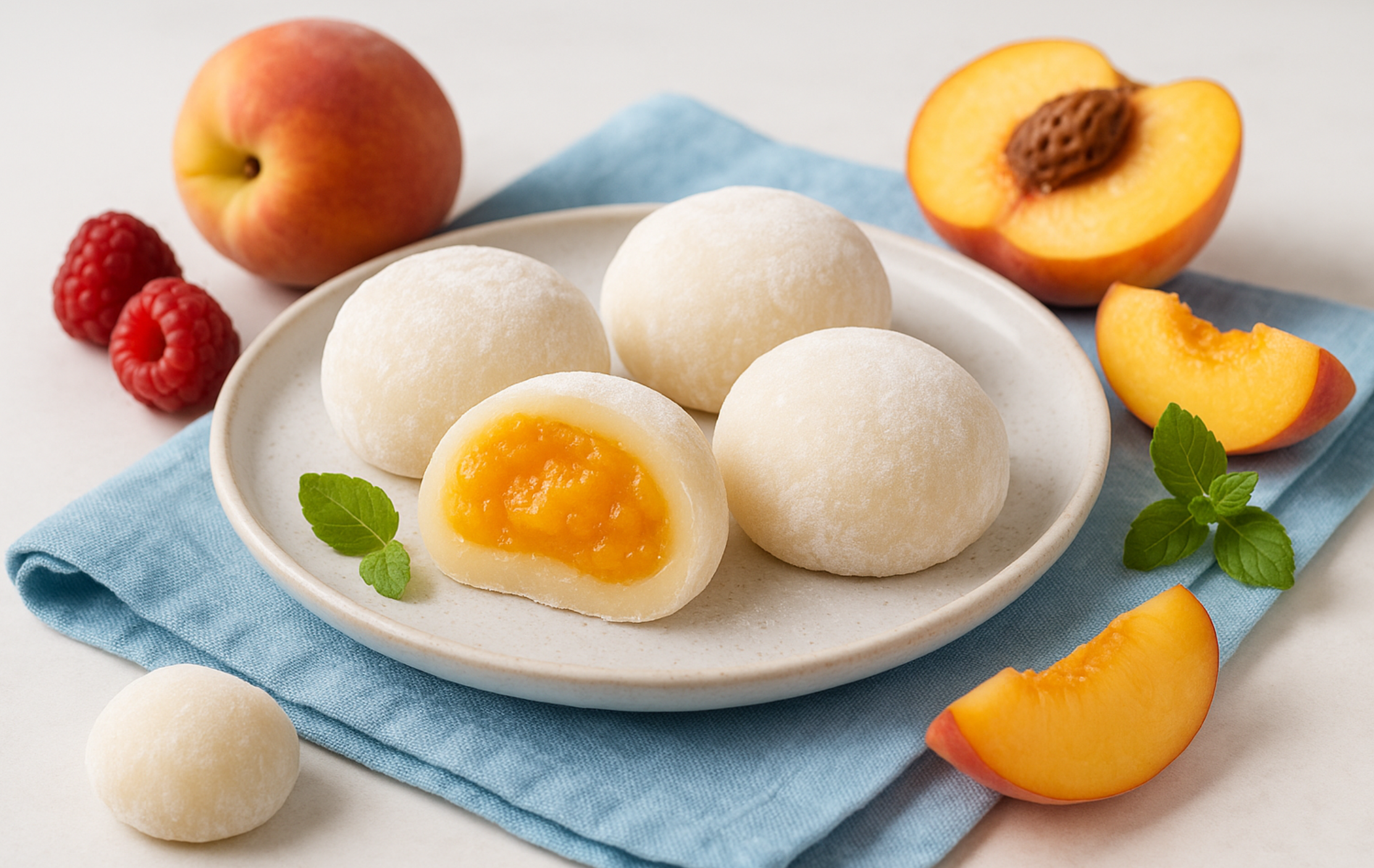 Моти с творожком и фруктами