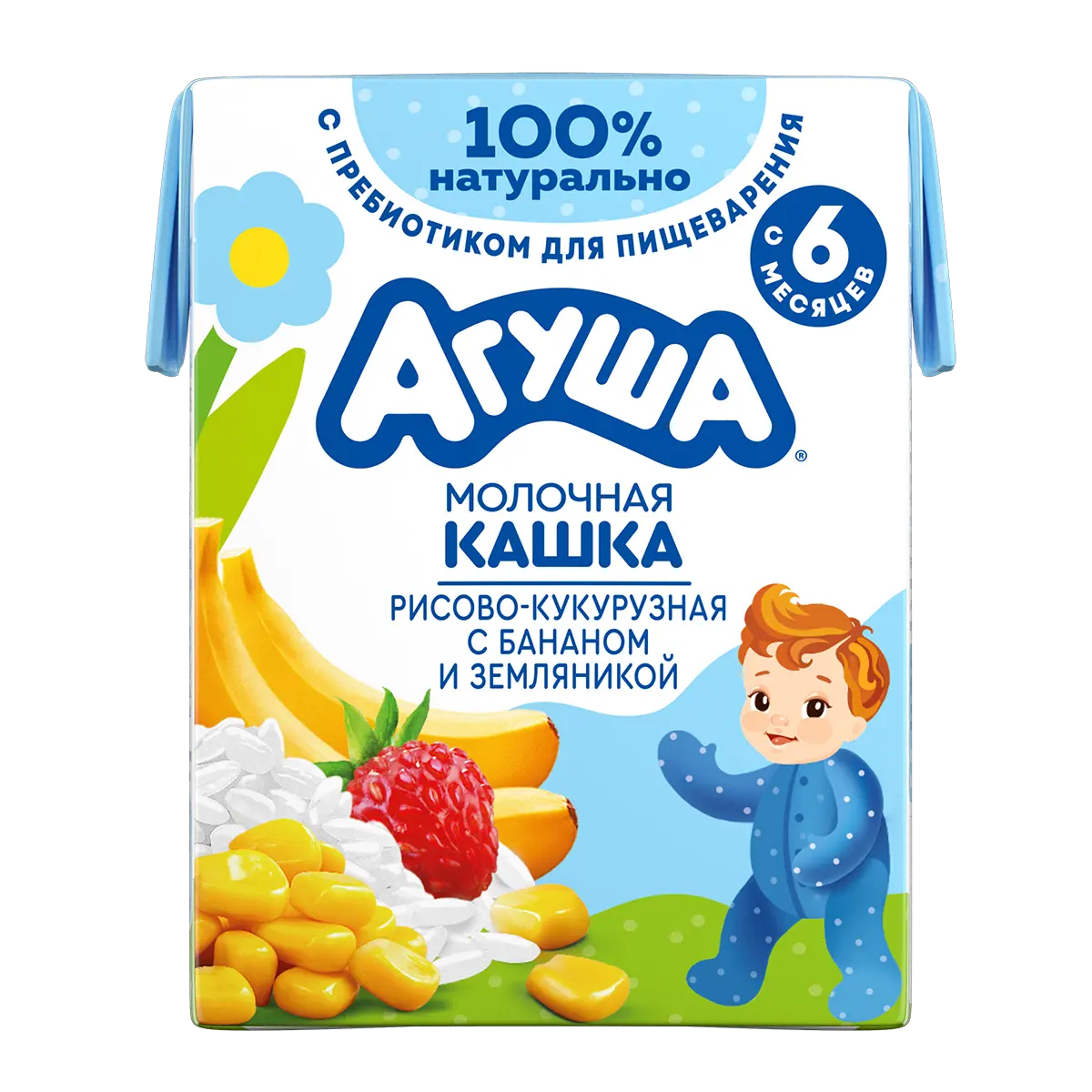 Кашка молочная рисово-кукурузная с бананом и земляникой