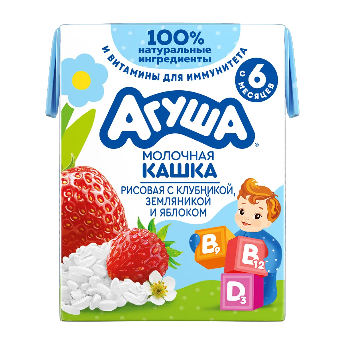 Кашка молочно-рисовая «Укрепляй-ка» Клубника-земляника-яблоко