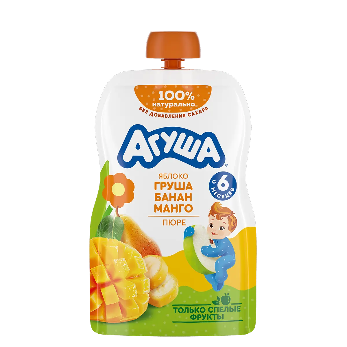 Фруктовое пюре Яблоко-груша-банан-манго